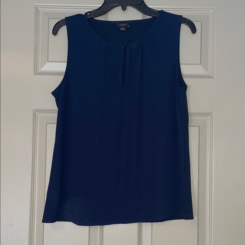 Small Ann Taylor Navy Blue Sleeveless Blouse